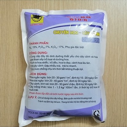 PHÂN BÓN ĐẦU TRÂU 15-7-17+TE Dưỡng Hoa Dưỡng Trái -  túi xá 1kg