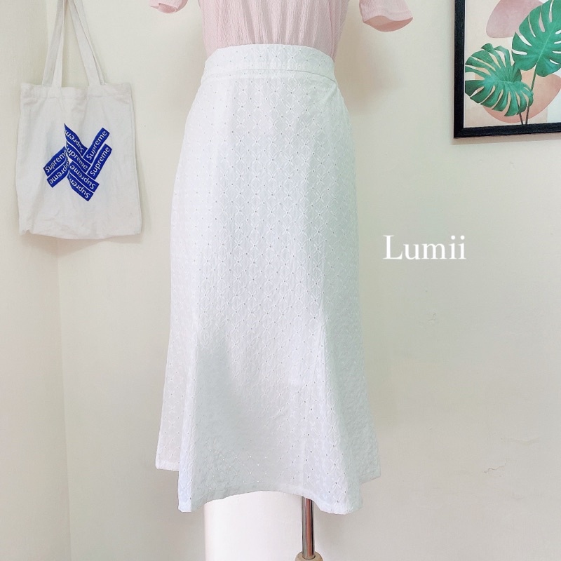 Chân váy ren đuôi cá chun sau khoá sườn Quảng Châu - Lumii
