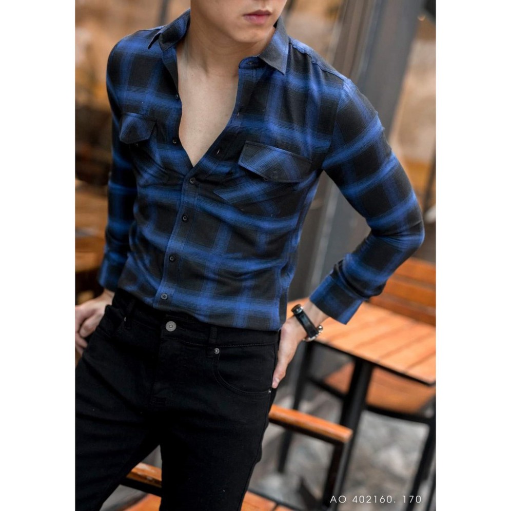 Áo sơ mi khoác ngoài dài tay gấp hộp Kẻ Dạ cao cấp, chất vải cotton mịn phong cách công sở