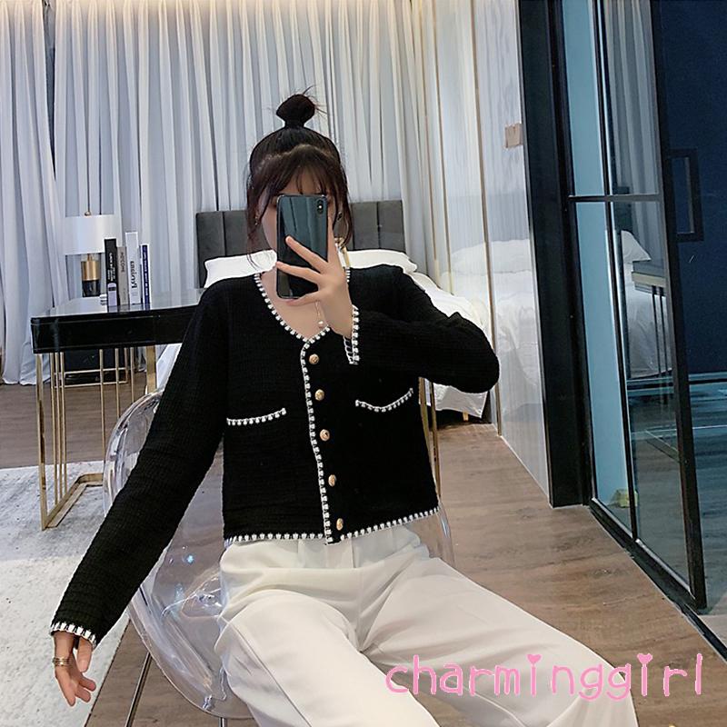 Áo cardigan dệt kim cổ chữ V tay dài dáng rộng cài nút phong cách cổ điển thời trang mùa thu cho nữ