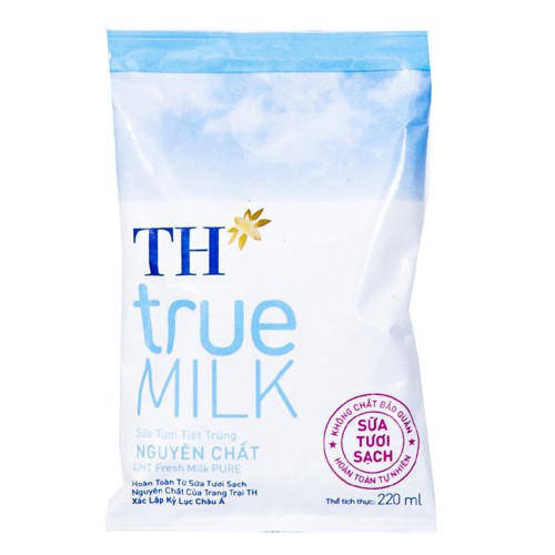 Sữa tươi tiệt trùng TH True Milk bịch 220ml (có đường - không đường - ít đường) | BigBuy360 - bigbuy360.vn