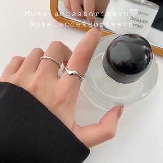 nhẫn bạc 925 lượn sóng phong cách Hàn quốc