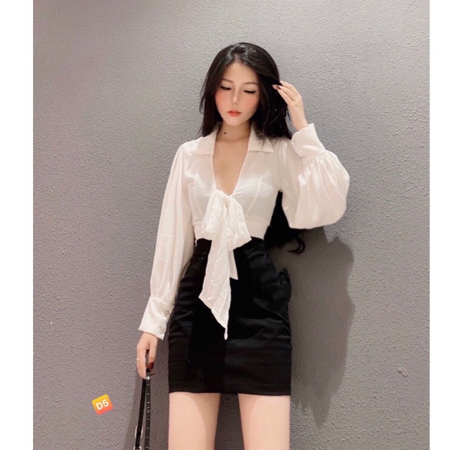 Set chân váy kèm áo cột nơ 💞💞💞ch ( ảnh thật)