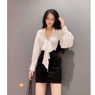Set chân váy kèm áo cột nơ 💞💞💞ch ( ảnh thật)