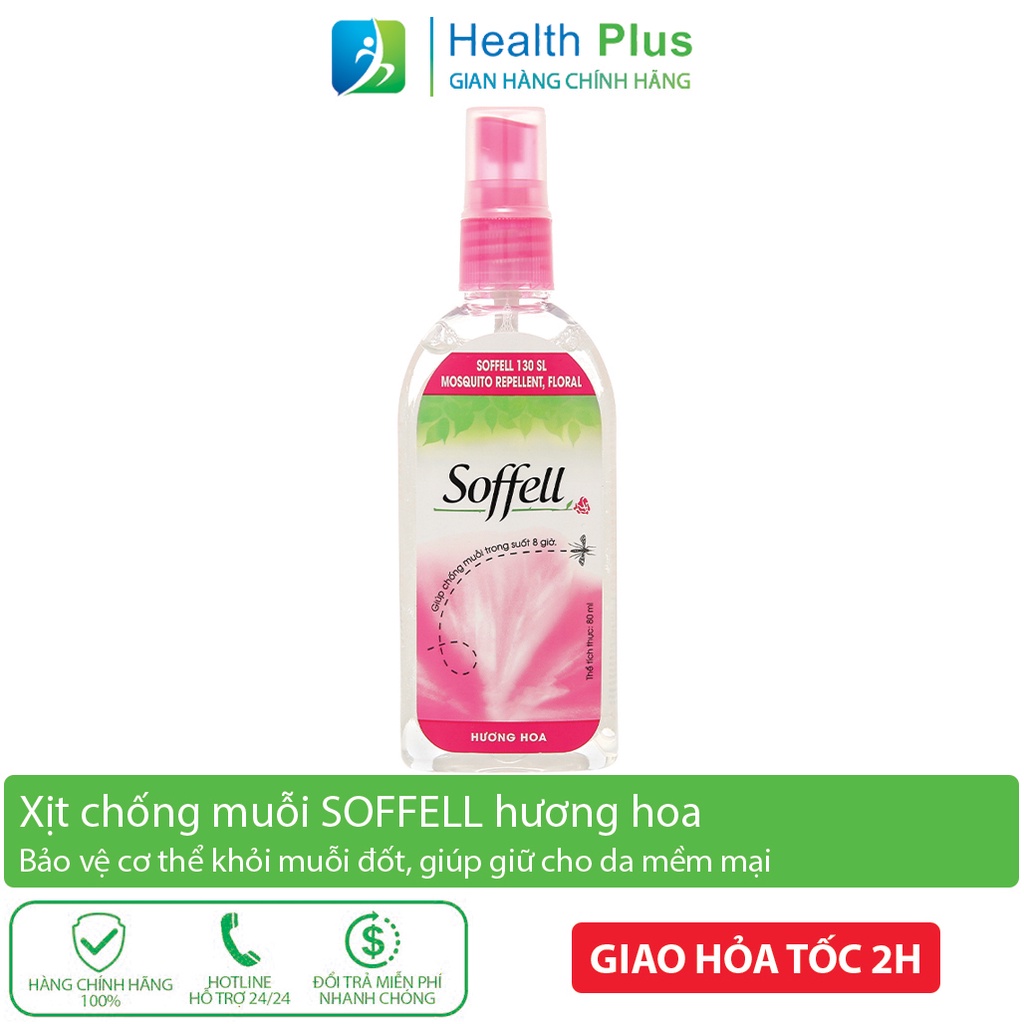 XỊT CHỐNG MUỖI SOFFELL HƯƠNG HOA LỌ 80ML BẢO VỆ CHO CẢ GIA ĐÌNH BẠN