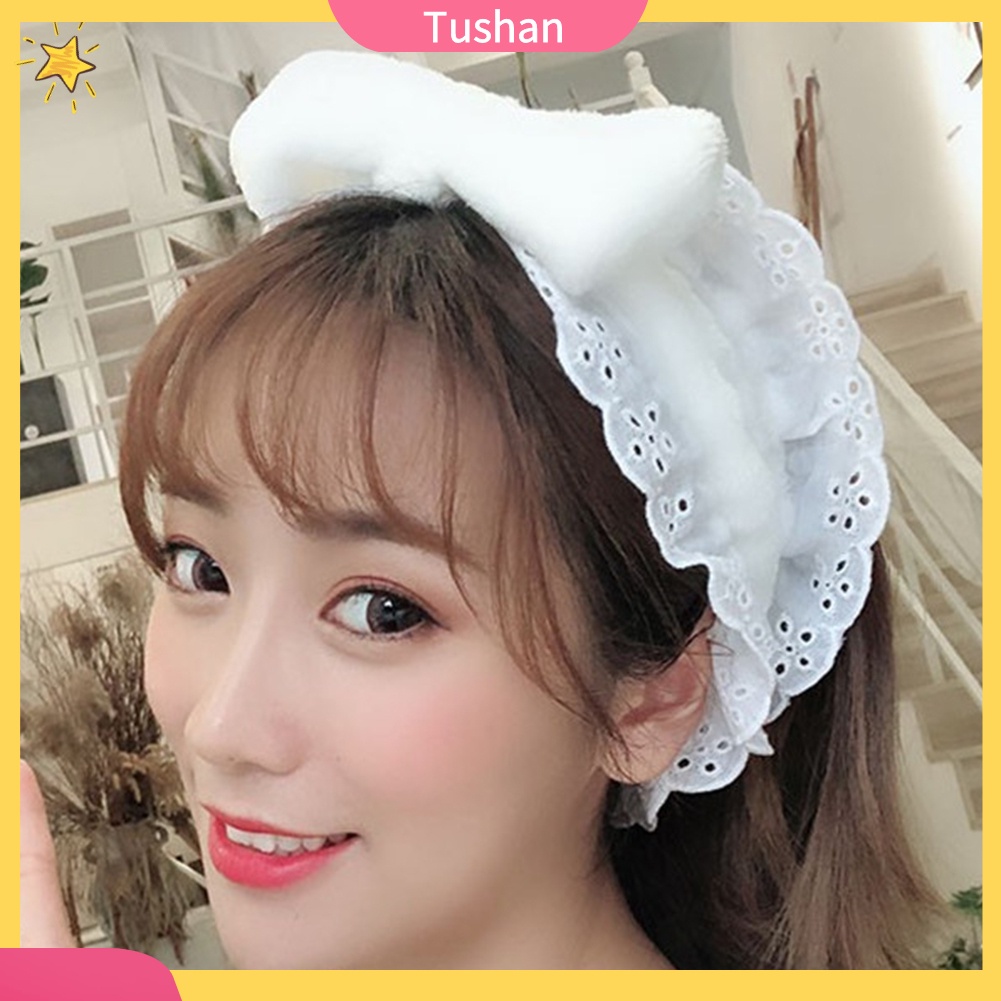 Băng đô co giãn phối ren xinh xắn buộc nơ đáng yêu dành cho nữ