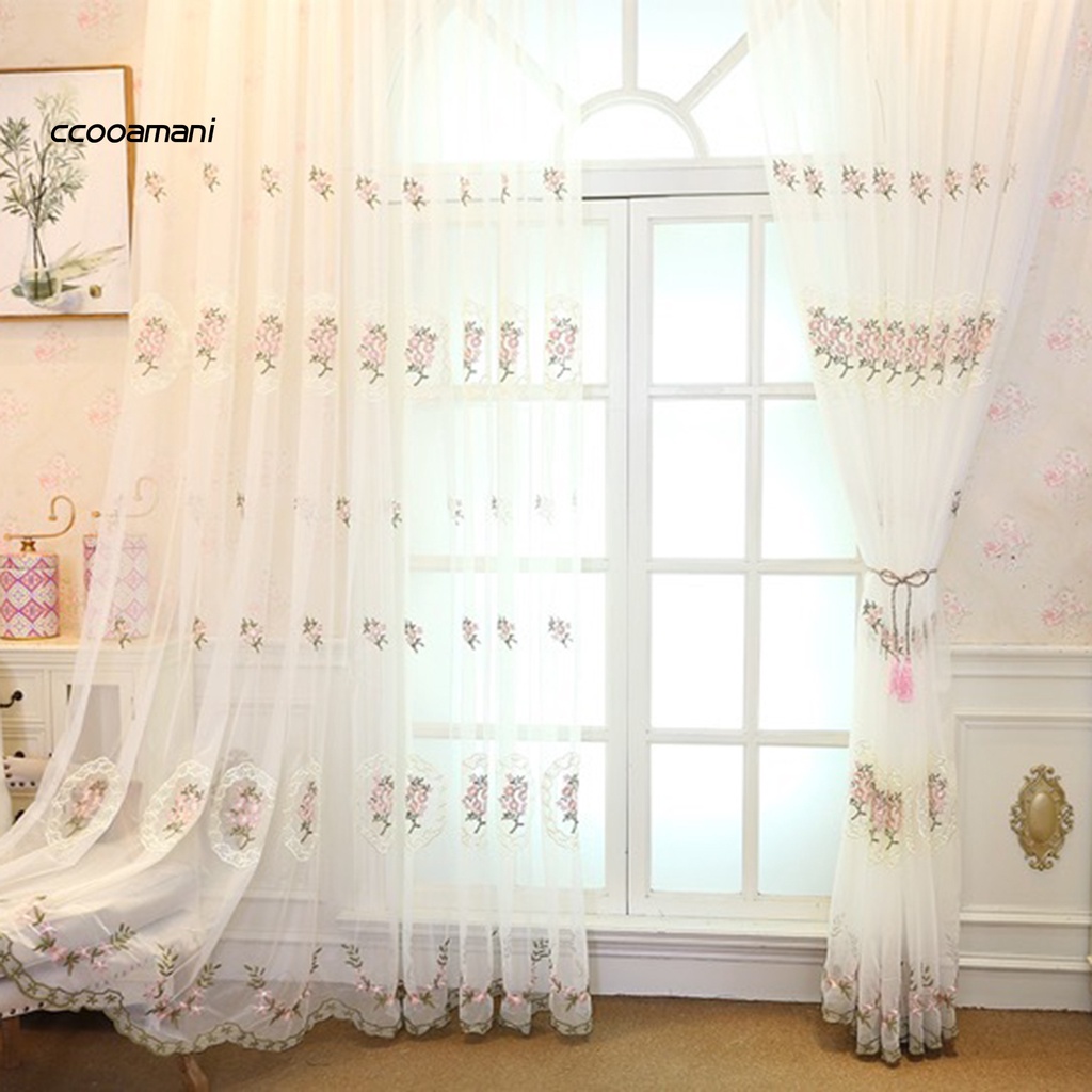 Rèm cửa sổ trong suốt thêu hoa trang trí phòng khách