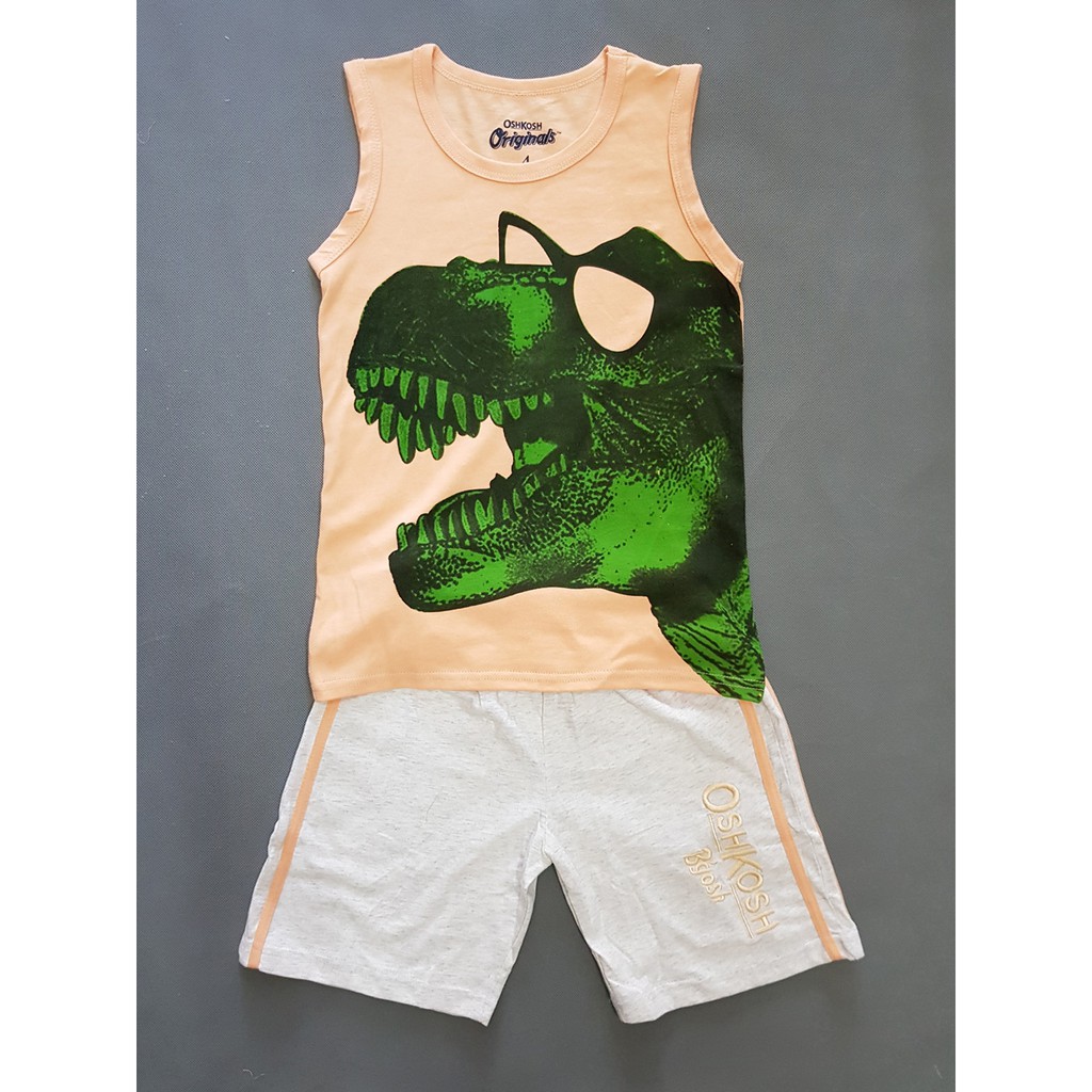 Bộ thun sát nách bé trai in khủng long size đại