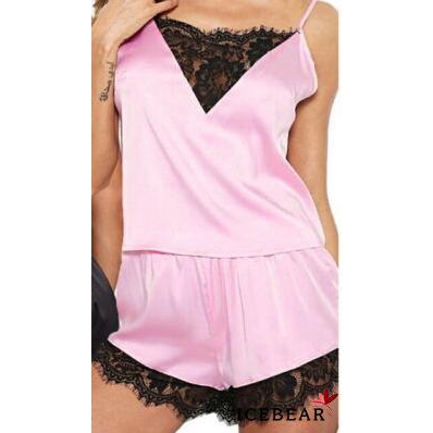 Bộ đồ ngủ lụa satin phối ren mát mẻ gợi cảm cho nữ