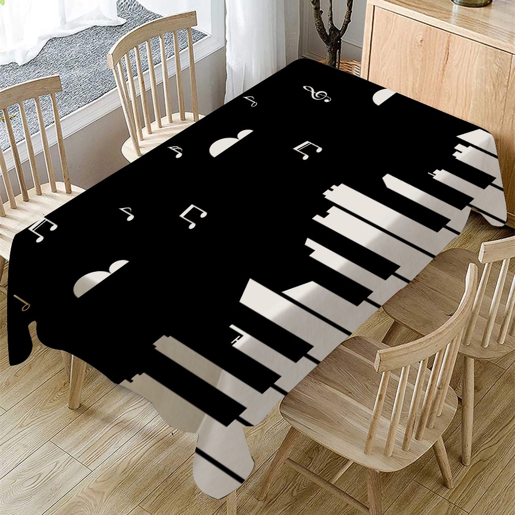 Khăn Trải Bàn Vải Lanh cotton In Hình Đàn piano Thời Trang