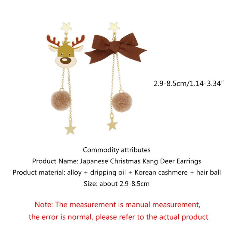 Cặp Bông Tai Tuần Lộc Giáng Sinh Dễ Thương Cho Nữ