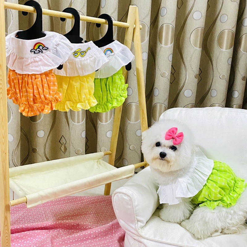 Áo đầm thun dễ thương dành cho thú cưng Đầm cổ bèo ngọt ngào chó mèo