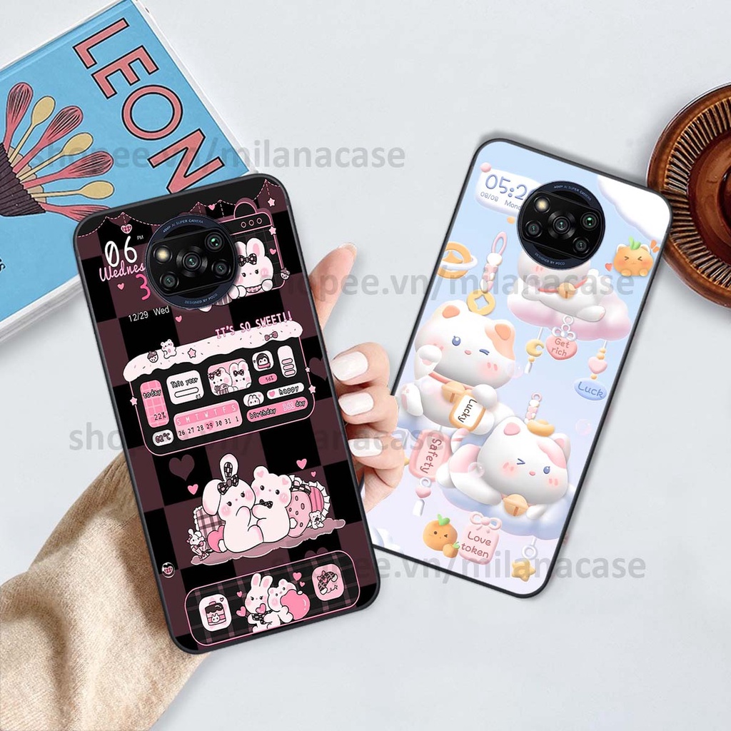 Ốp Xiaomi Poco X3 / Poco X3 Pro hình đồng hồ icon gấu mèo cute cực dễ thương ngộ nghĩnh