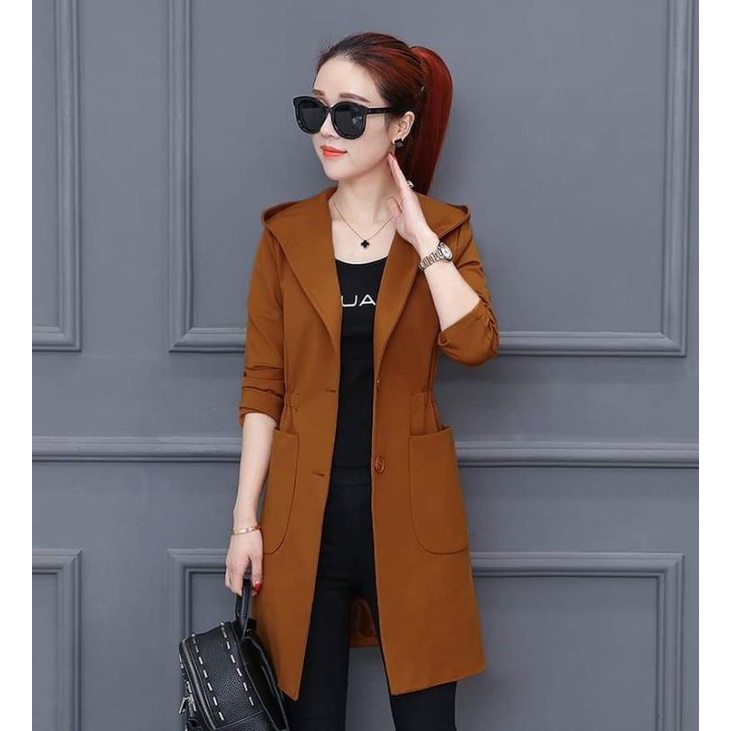 ÁO KHOÁC NÓN FORM DÀI THUN DA CÁ