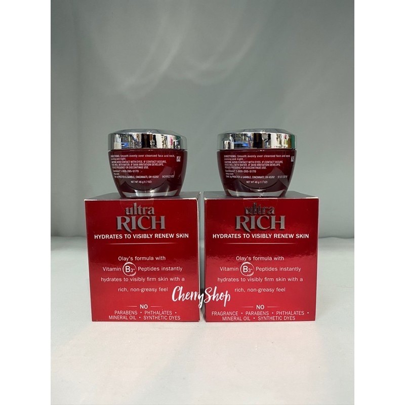 [NEW/Hàng USA] Kem dưỡng ẩm săn chắc da Olay Regenerist Ultra Rich Hydrating Moisturizer Fragrance Free (48g)