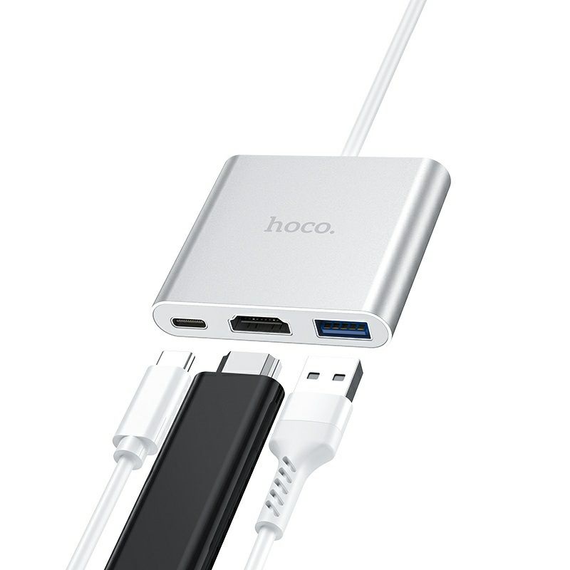 Hub Chuyển Type C Ra USB 3.0 , HDMI &amp; PD 2.0 Hoco HB14 Chính Hãng