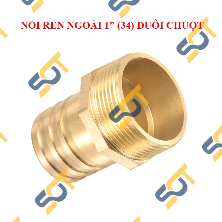 [NỐI ỐNG MỀM] Ren ngoài G 1 (34) DN25 khớp nối ống nhựa &amp; PU đuôi chuột - Đồng (male airline horse connector) Béc Búp