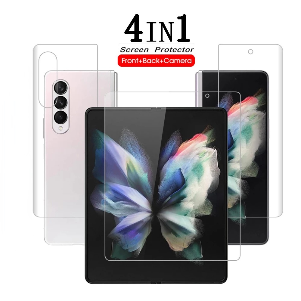 Miếng Dán Hydrogel Mềm 4 Trong 1 Bảo Vệ Camera Mặt Trước Cho Samsung Galaxy Z Fold 3