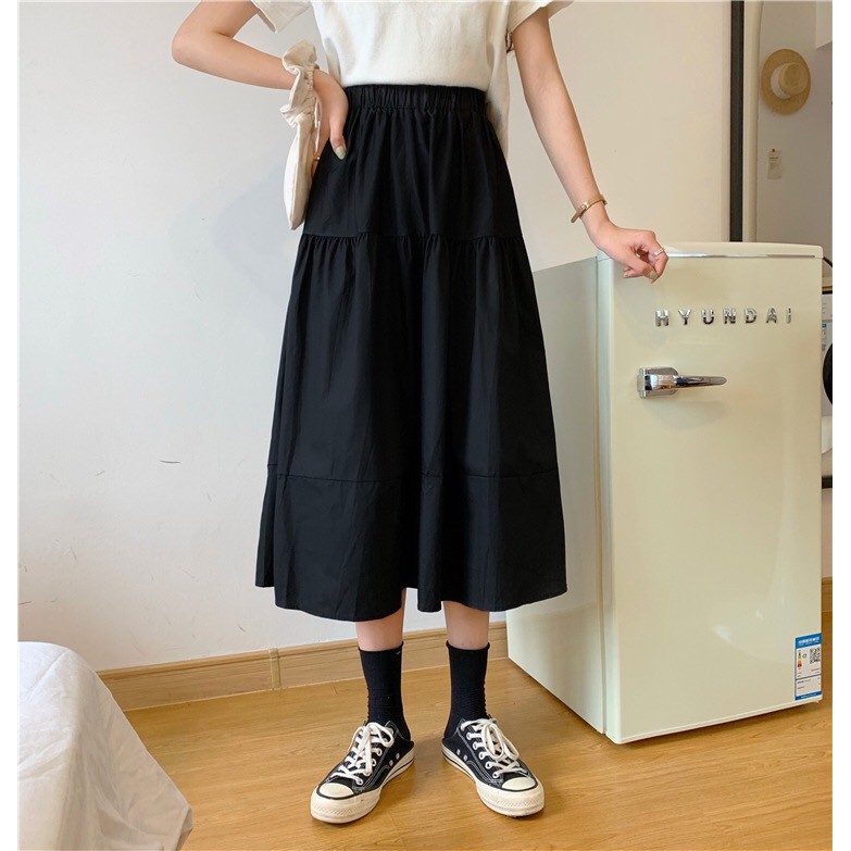 Chân váy Ulzzang 2 lớp 3 tầng dáng dài xòe nữ đen trắng, chân váy hàn quốc | BigBuy360 - bigbuy360.vn