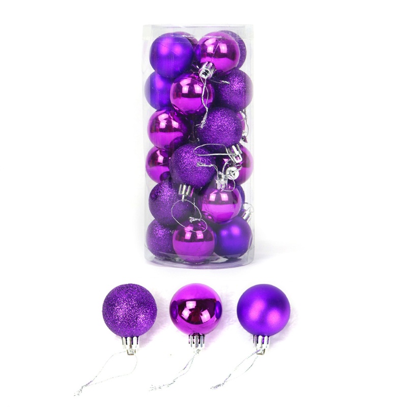 Bộ 24 Trái Châu Lấp Lánh Trang Trí Cây Thông Noel Kích Thước 4 / 6 / 8cm