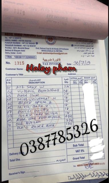 NƯỚC HOA DUBAI ĐẠI BÀNG