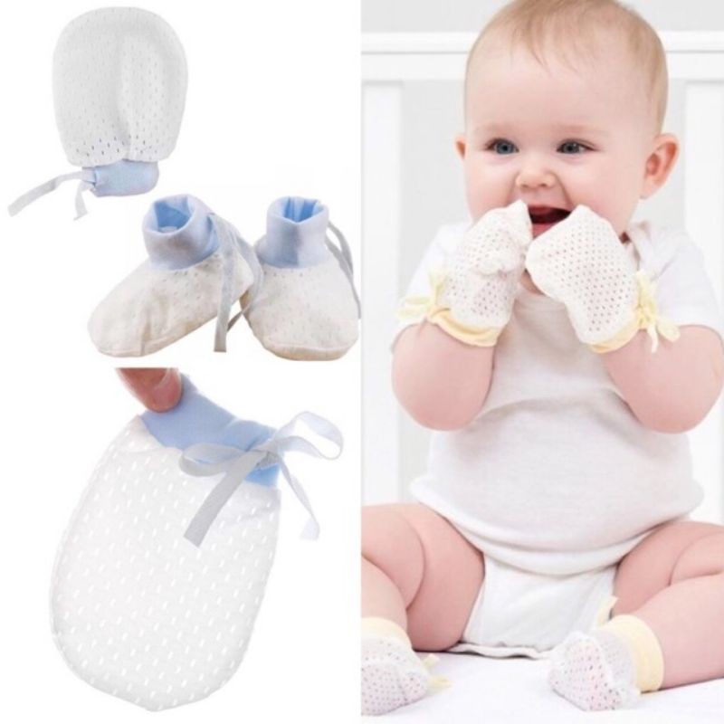 Ninikids: Set bao tay, bao chân sơ sinh cotton có lỗ thoáng siêu nhỏ