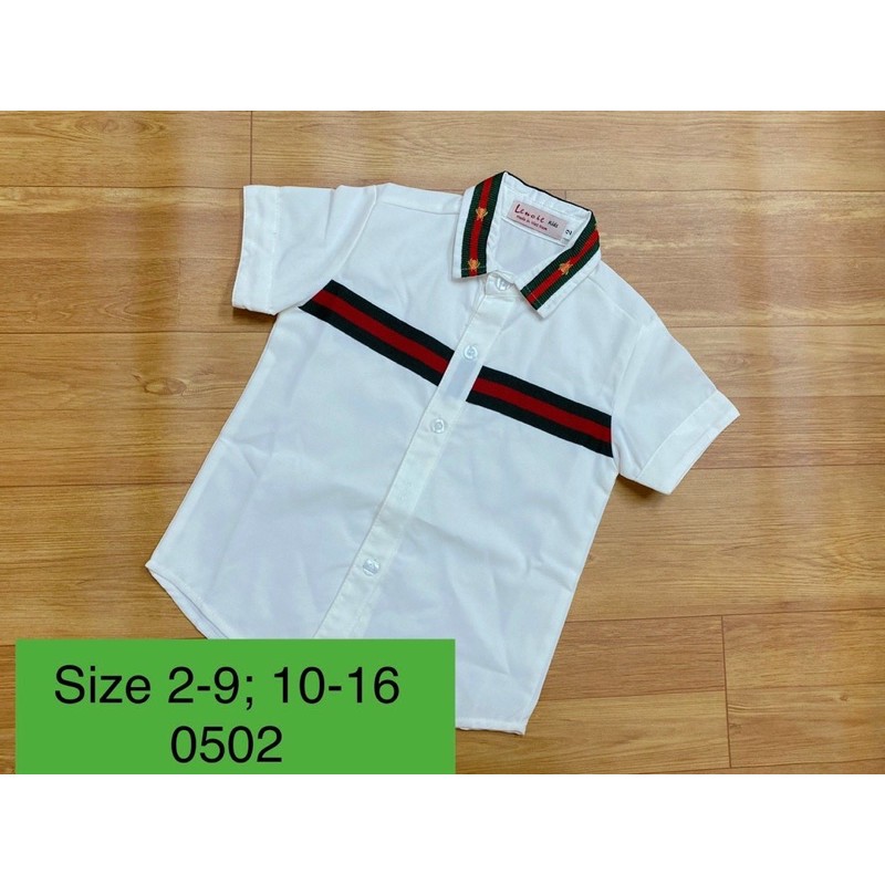 ÁO SƠMI TAY NGẮN VIỀN SỌC ĐỎ SIZE 10-32kg