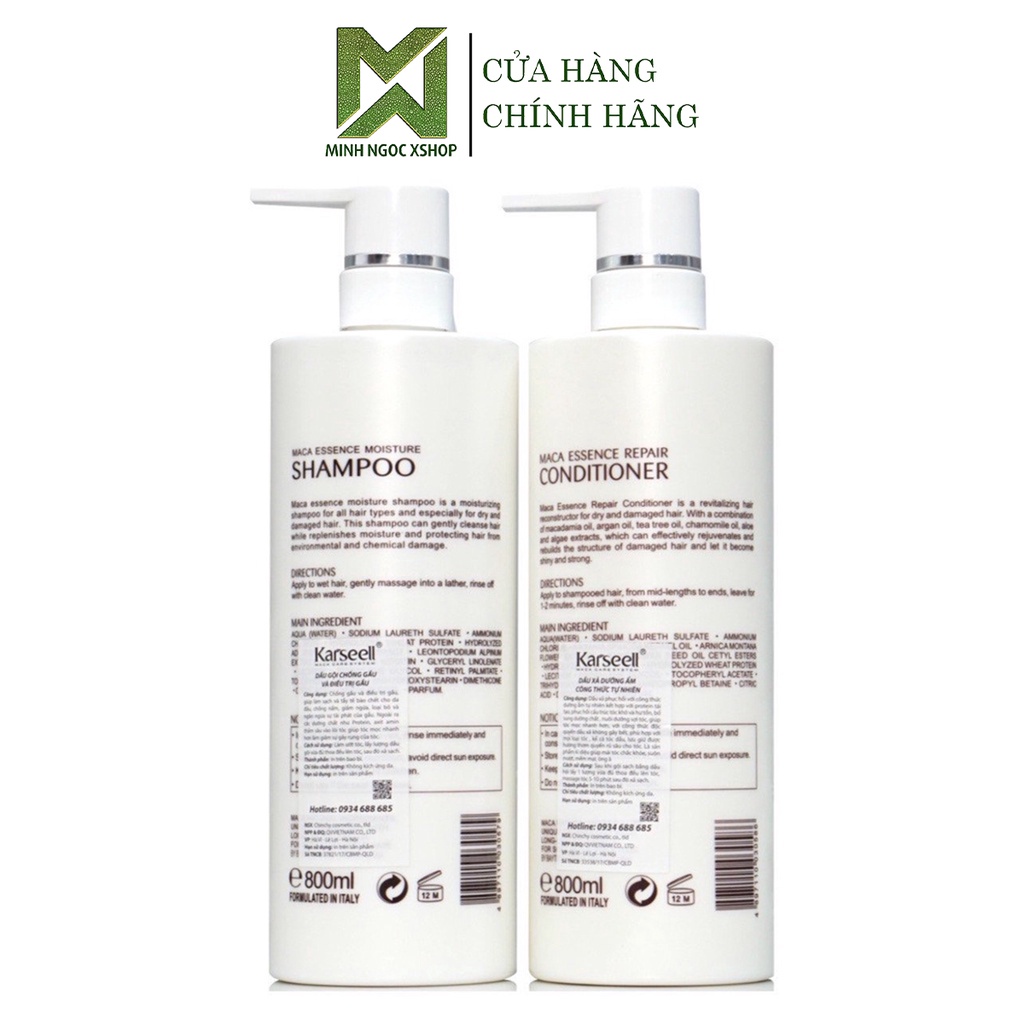 Dầu gội xả phục hồi siêu mượt chuẩn salon KARSEELL Maca 800ml