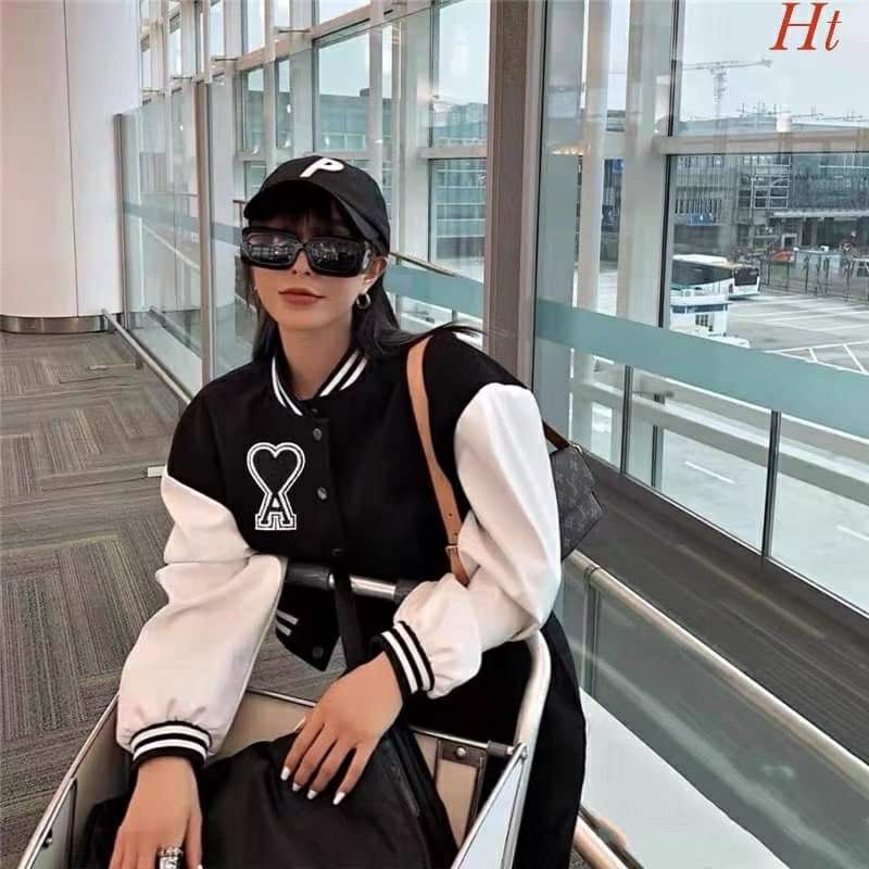 ÁO KHOÁC BOMBER PHỐI TAY IN 5D HÌNH TIM CHẤT GIÓ THỜI TRANG CHẤT NỈ SANG XỊN MỊN PHỐ THỜI TRANG HOT TEEN