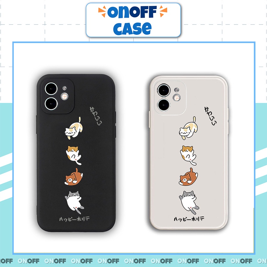 Ốp Lưng Iphone Cạnh Vuông Mèo Bé Xếp , BVC Iph6/6plus/6s/6splus/7/7plus/8/8plus/x/xs/11/12/pro/13/promax- Onoffcase