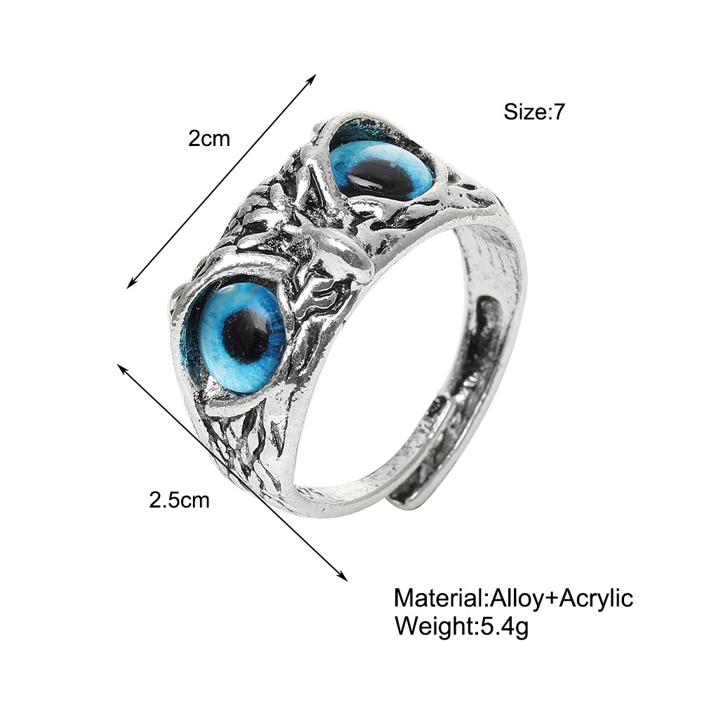 Vintage Blue Eye Owl Ring for Women Fashion Man Devil's Eye Ring Accessories Jewelry