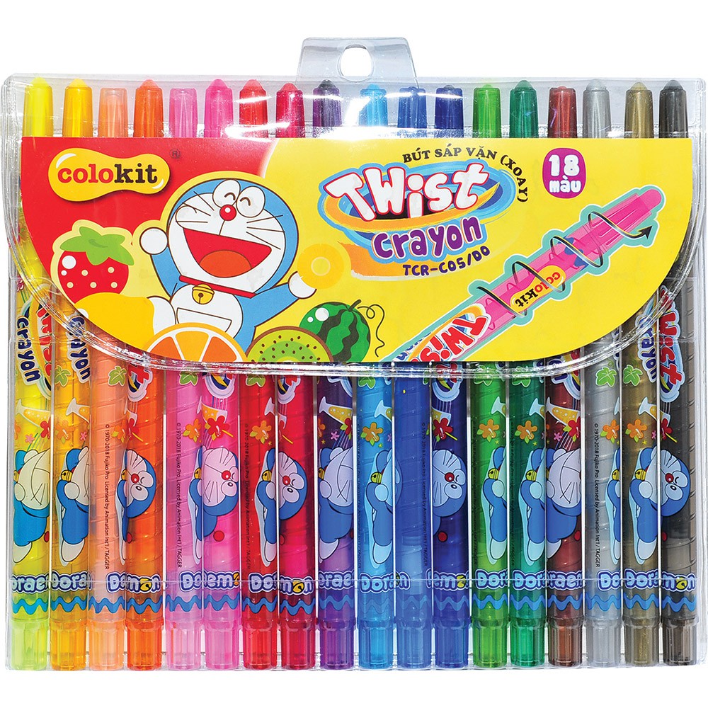 BÚT SÁP VẶN 18 MÀU DORAEMON TCR-C05/DO