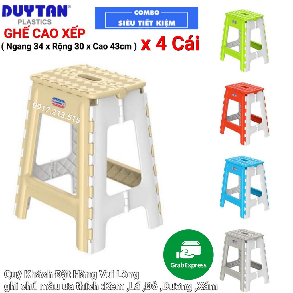 Ghế cao xếp nhựa duy tân- COMBO 4 Cái