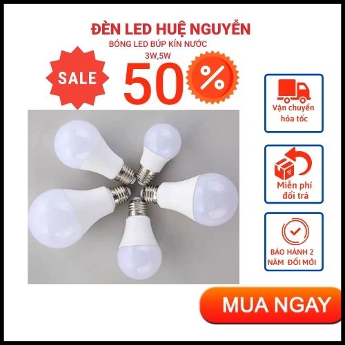 Bóng Đèn Led Bulb 3W Kín Nước,Bóng Đèn Led búp 3W Trang Trí Ngoài Trời, Sân Vườn,Quán, Cà Phê (mua 10 tặng 1 )