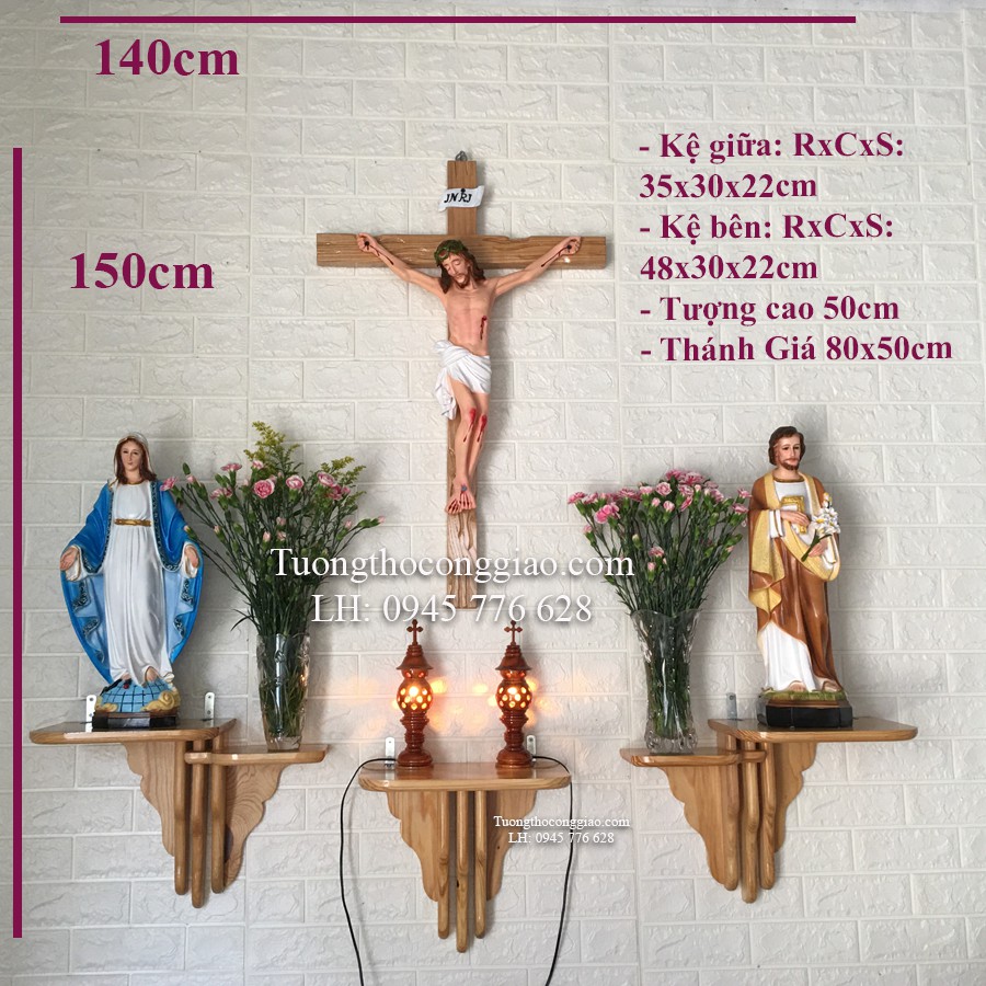 Bàn Thờ Chúa bộ 3 kệ hình bàn tay kép