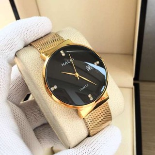 Đồng Hồ Nam HALEI H608 Dây Lưới Kim Loại Khung Mạ Vàng