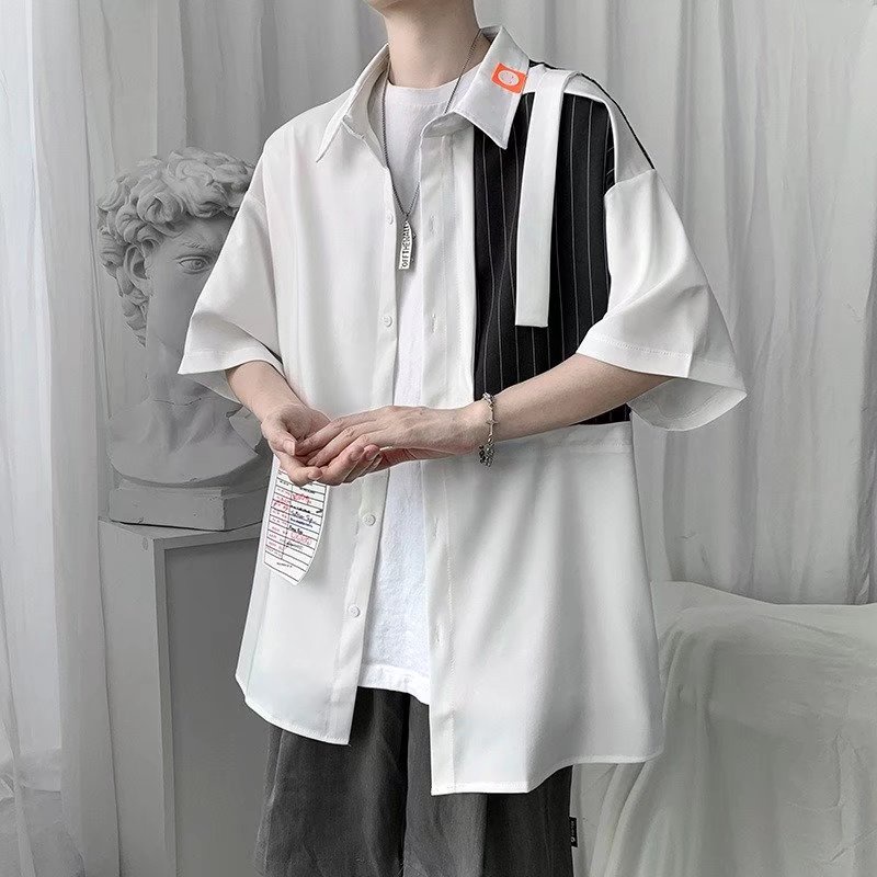 Áo Sơ Mi Tay Ngắn Kẻ Sọc Thời Trang Hàn Quốc Cho Nam