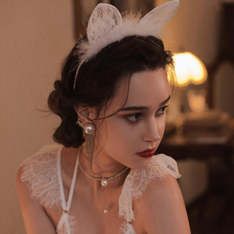 Cài Tóc Tai Mèo Phối Ren Đáng Yêu Cho Nữ