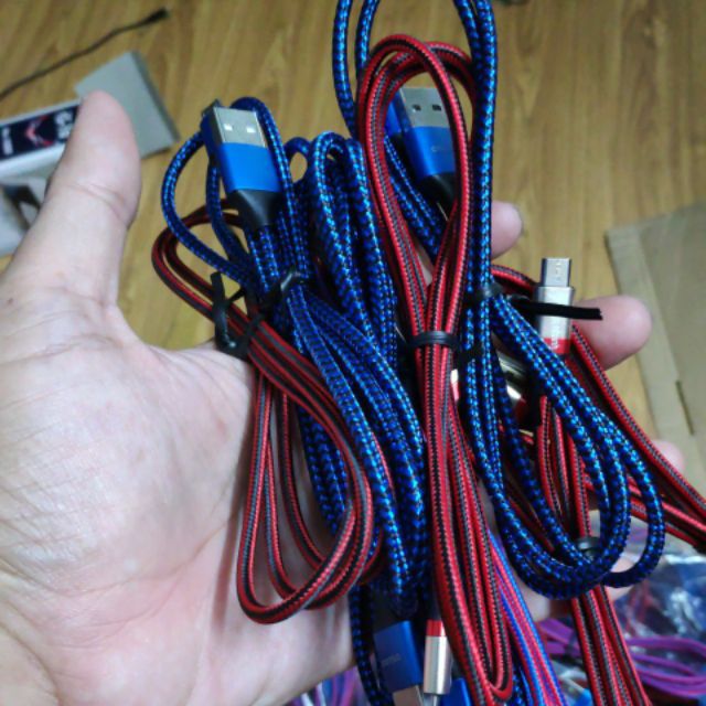 Cáp sạc nhanh dây dù micro usb mã vạch đầu dài