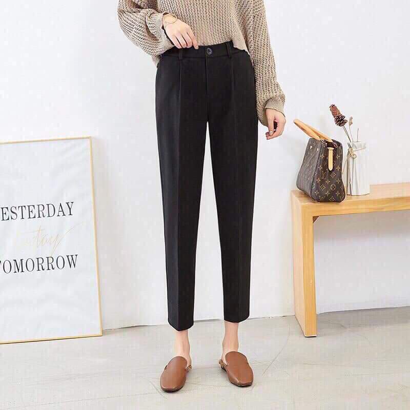 Quần tây công sở khóa trước_baggy công sở ko ly ống bằng_kèm ảnh thật M668