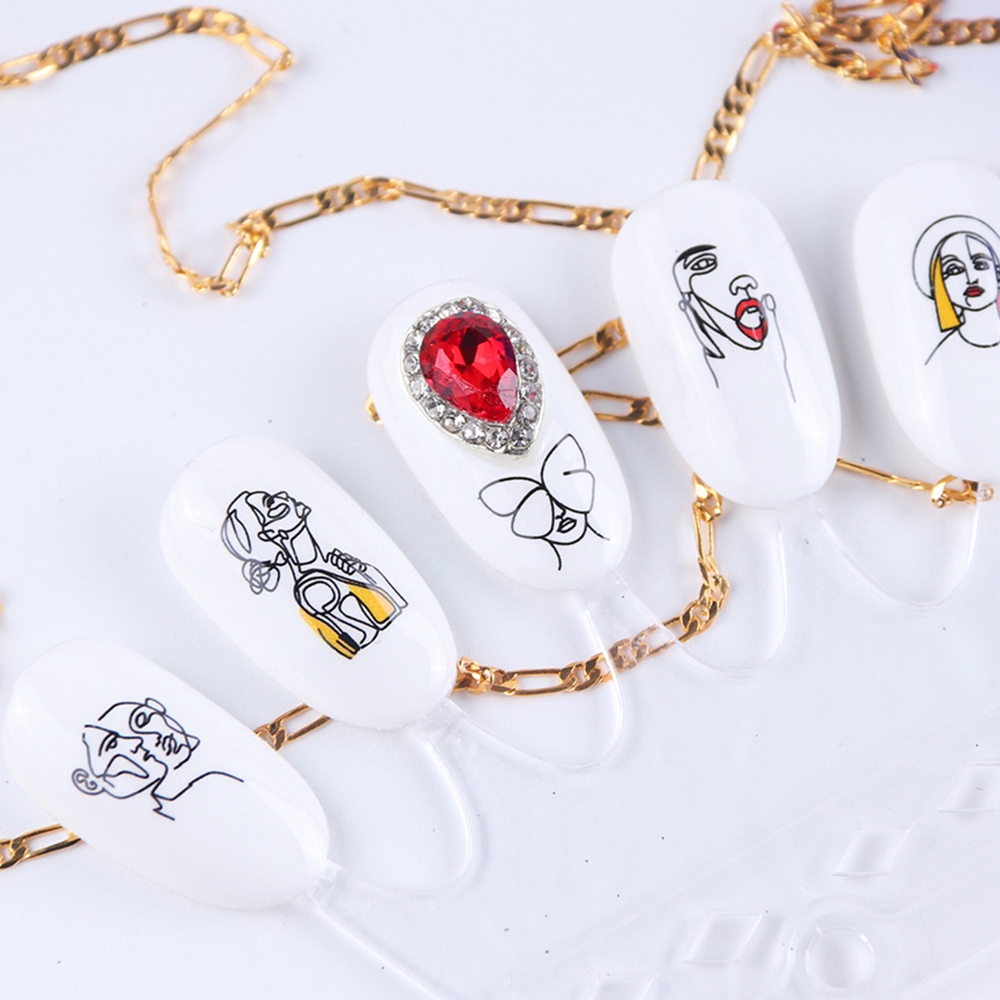 Miếng dán trang trí móng tay nghệ thuật họa tiết cô gái/ chữ cái 3D xinh xắn