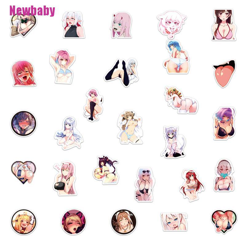 Bộ 100 Miếng Dán Hình Cô Gái Anime Trang Trí Ván Trượt / Laptop / Xe Máy DIY