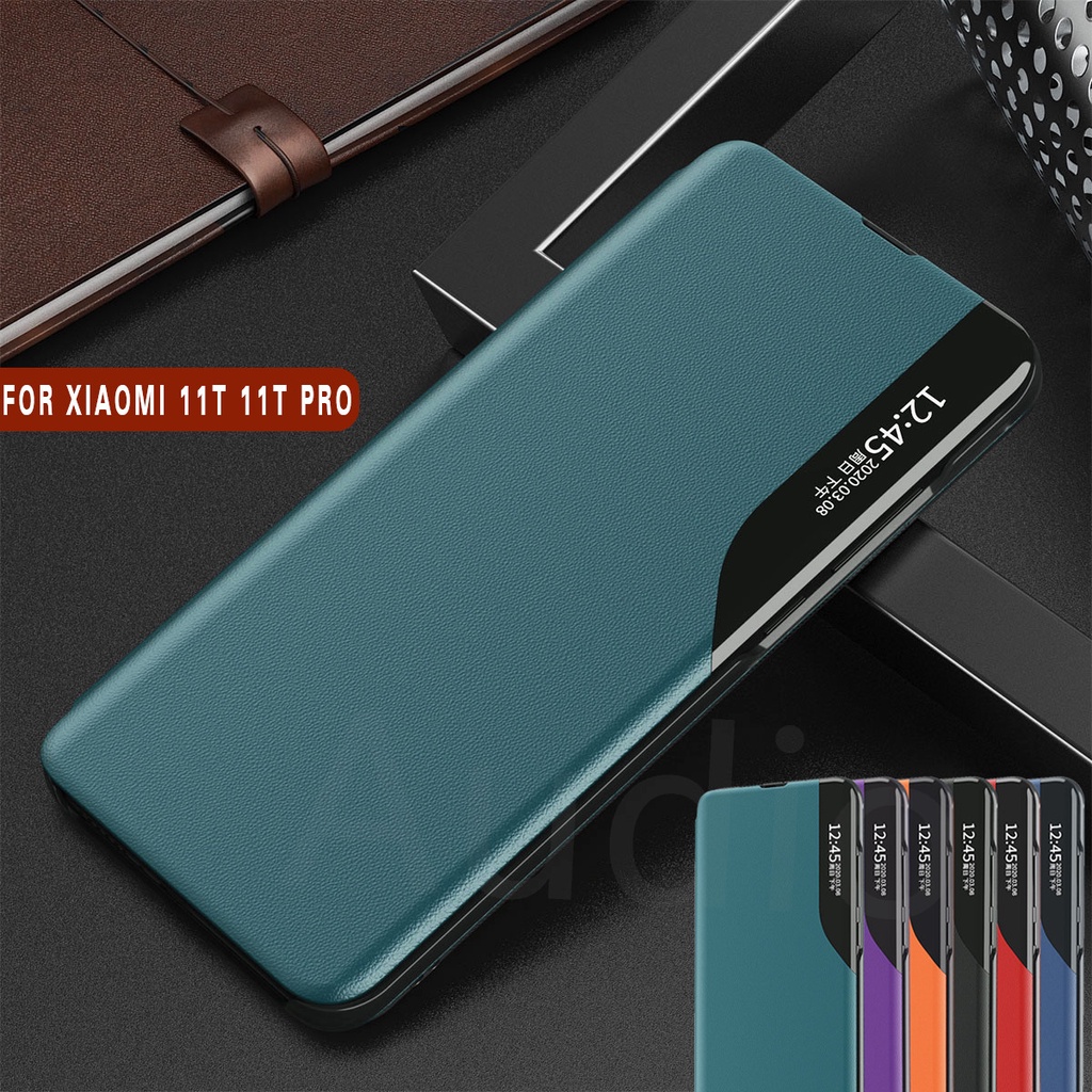 Ốp điện thoại da nắp lật từ tính cửa sổ chống sốc cho Xiaomi MI 11T Pro