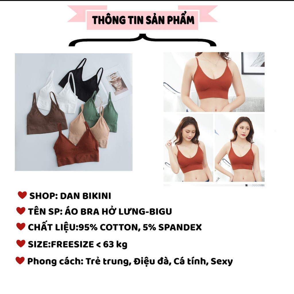 Áo Lót Nữ - Áo Bra Nữ 2 dây tập gym chữ U hở lưng 2 dây không gọng nâng ngực gợi cảm co giãn mẫu BIGU