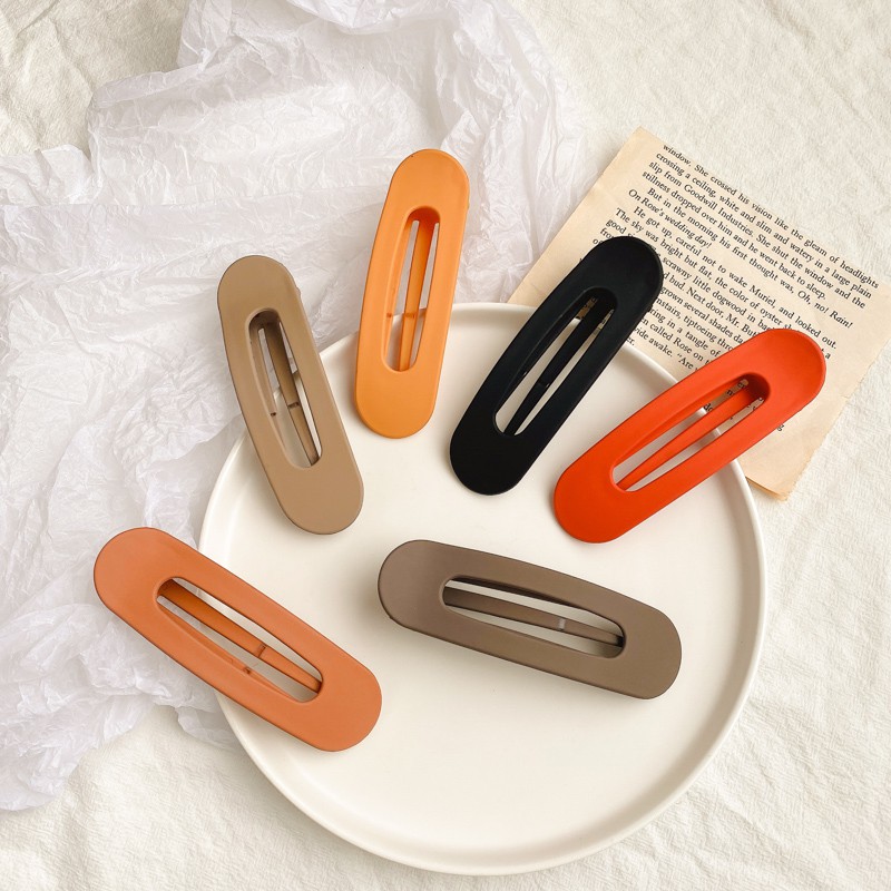 Kẹp tóc màu trơn kiểu dáng đơn giản phong cách Hàn Quốc cho nữ