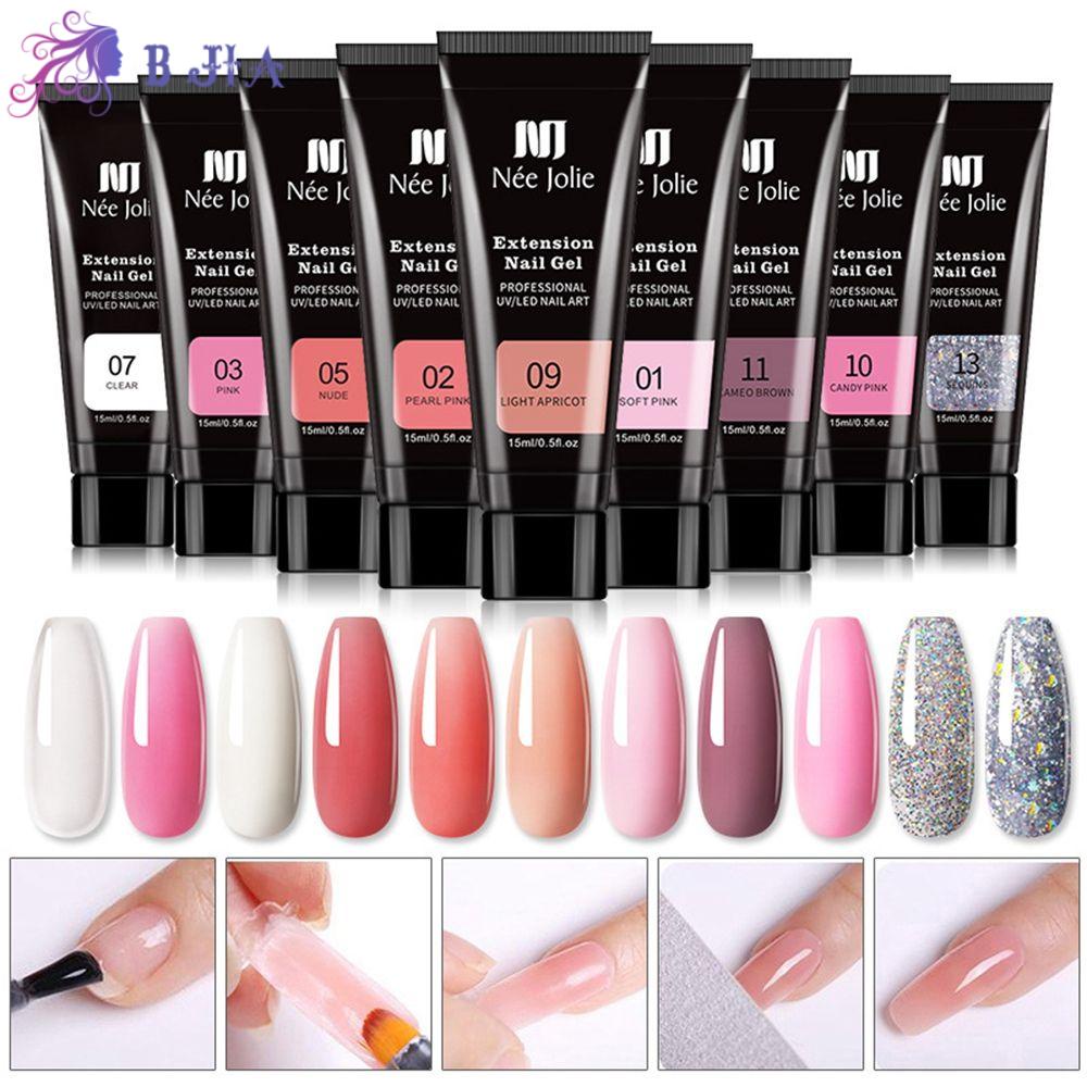 BJIA 15ml Poly Nail Gel 12Colors Builder Gel Nail Art UV Gel Beauty Nail Tips Manicure Tool Professional Quick Building Nail Extension