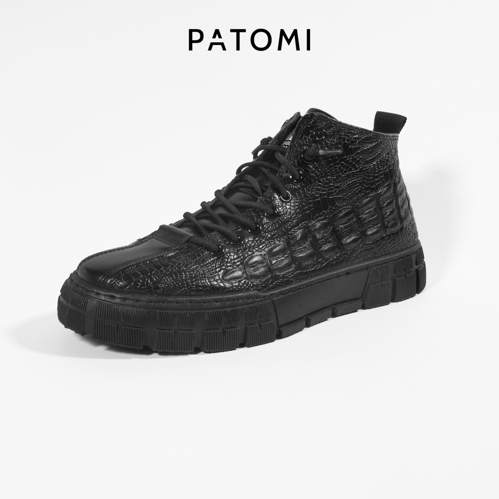 Giày thể thao nam da cá sấu cổ cao chính hãng PATOMI, giày sneaker nam cao cấp phong cách Hàn Quốc-G429