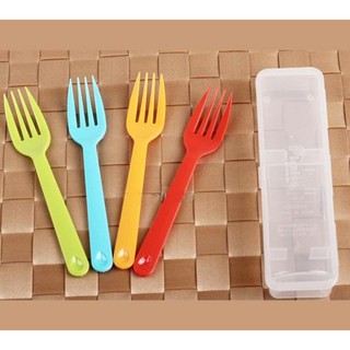 Mua Bộ 4 Nĩa  dĩa ăn Kèm Hộp INOMATA Nhật Bản nhựa PP màu sắc An toàn cho sức khỏe