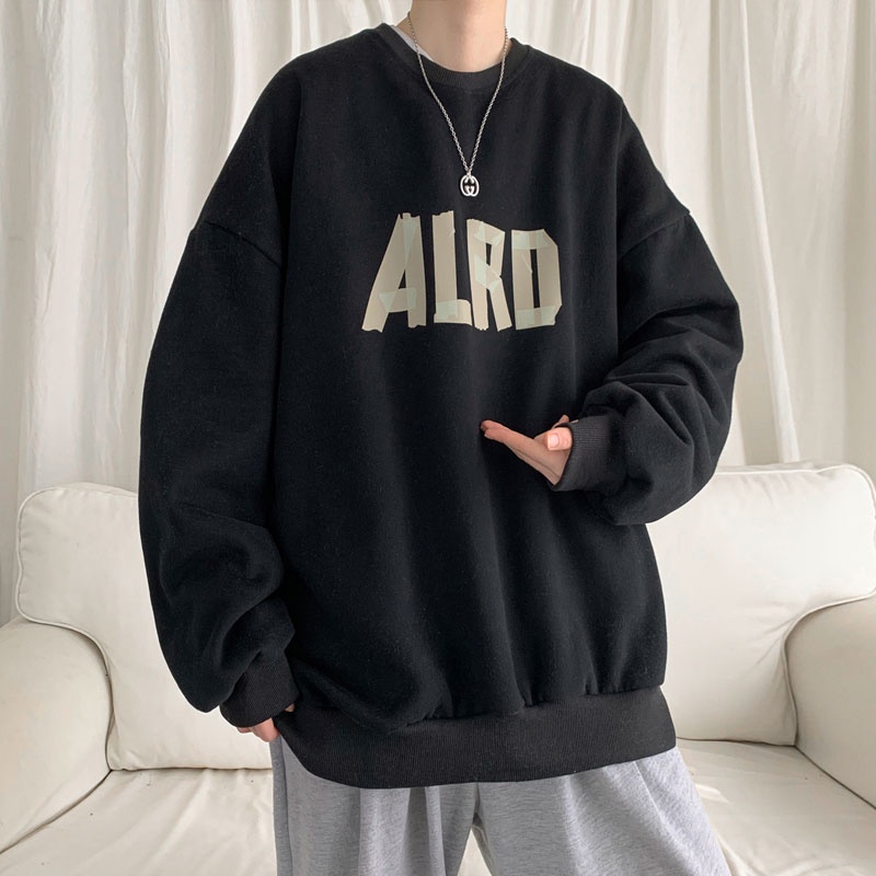 Áo Sweater Tay Dài Cổ Tròn Dáng Rộng Phong Cách Hàn Quốc Thời Trang Cho Nam 2021