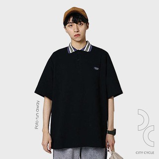 Áo Polo Run Away City Cycle áo thun Polo cổ bẻ dáng suông Unisex Hàn Quốc